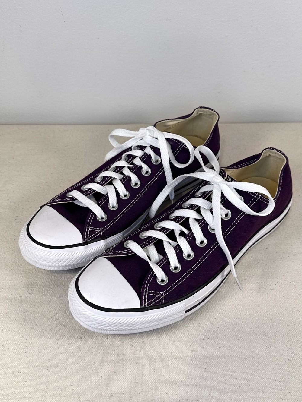 Converse All Star Low Top Sneakers in Dark Purple Canvas White Sole